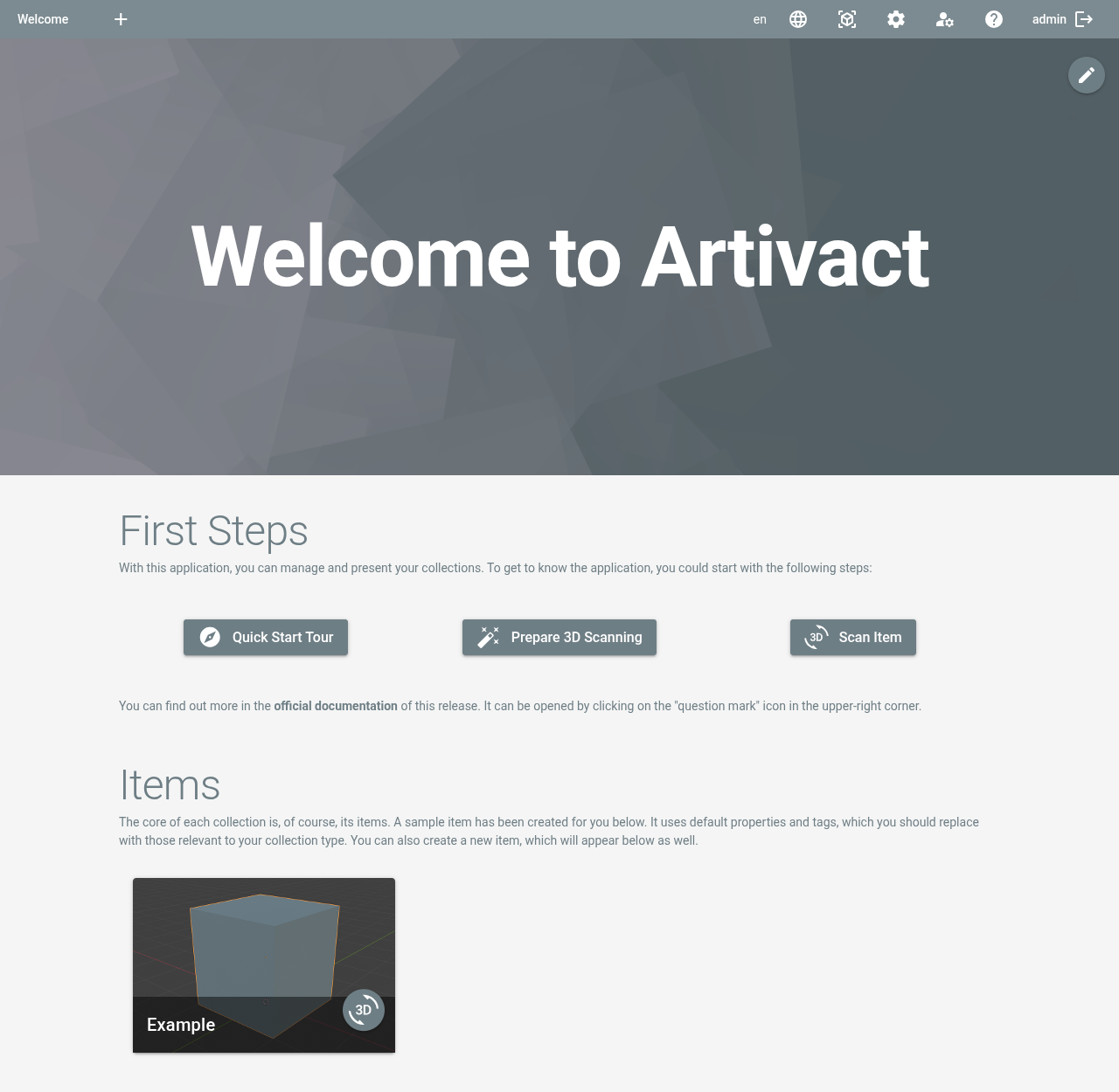 artivact-welcome-page